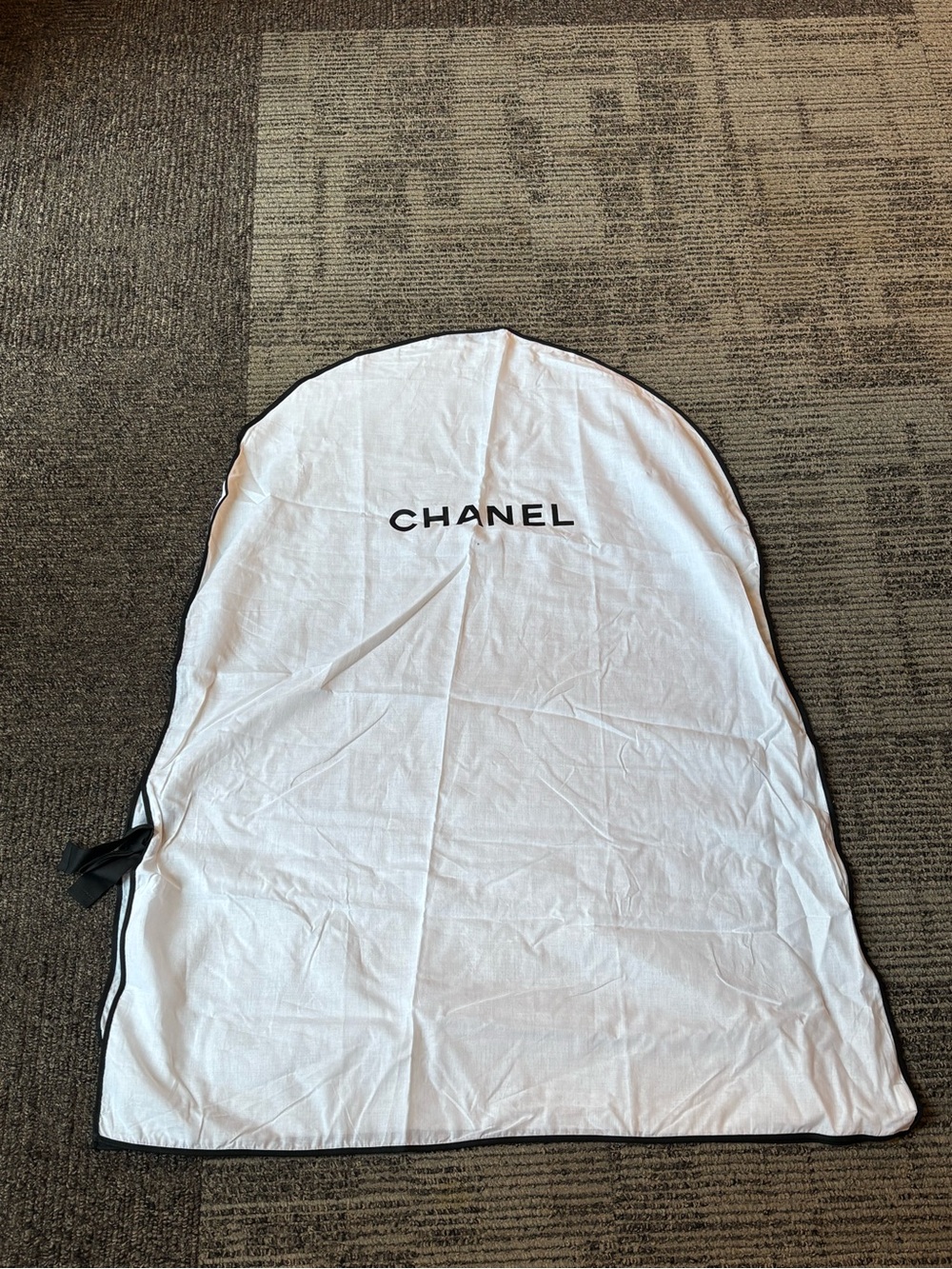 CHANEL White and Black Logo Garment Cover